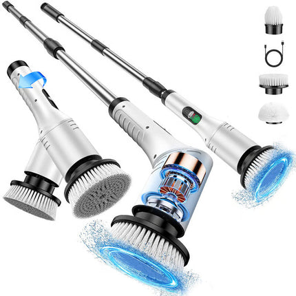 Electric Spin Scrubber, Cordless Shower Scrub Brush with Long Handle and 2 Speeds