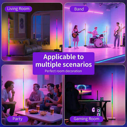 RGB Corner Floor Lamp with Remote, Smart Standing Lamp for Gaming Room