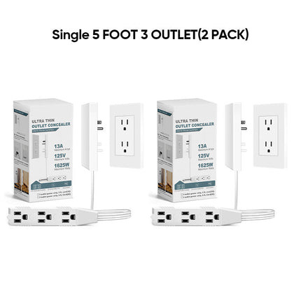 Ultra Thin Outlet Concealer, 3 Outlet Power Strip with Cord – image 19