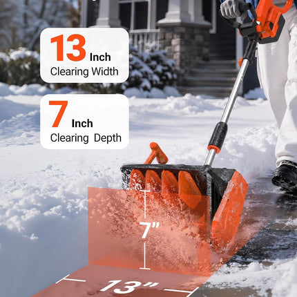Electric Snow Shovel with Battery and Quick Charger, Cordless Snow Shovel 13 Inch, Electric Snow Blower for Driveway