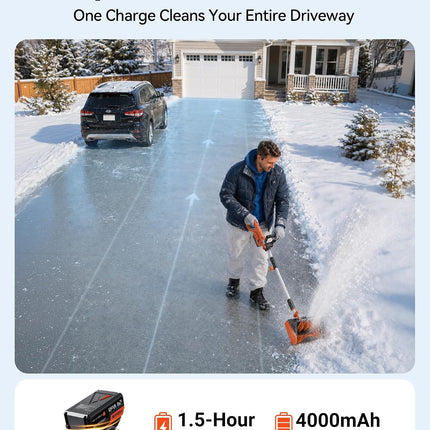 Electric Snow Shovel with Battery and Quick Charger, Electric Snow Blower for Driveway