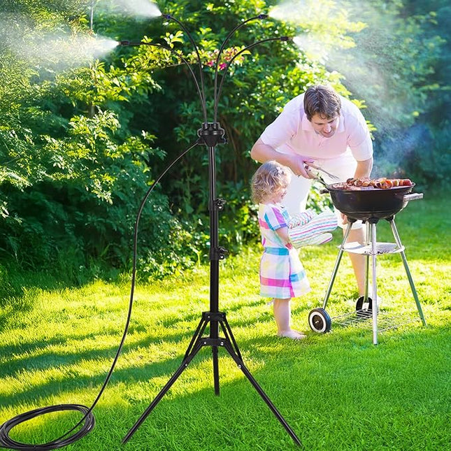 Patio Misting System, Portable Patio Mister with Adjustable Tripod Stand, Outdoor Water Mister for Garden Hose Cooling_01