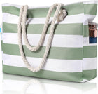 Beach Tote Bag, Waterproof Tote Bag with Zipper, Large Beach Bag with Pockets for Pool and Gym