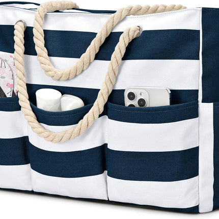 Beach Tote Bag, Extra Large Canvas Tote Bag with Zipper – image 13