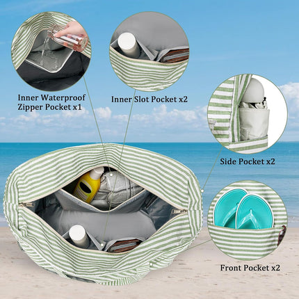 Large Tote Bag for Beach and Pool, Sandproof Beach Bag with Zipper – image 4