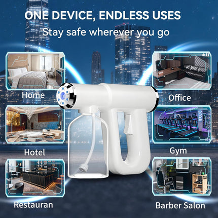 Disinfectant Sprayer, Cordless Spray Gun with 13 oz Tank, Electric Sanitizer Sprayer with Blue Light for Home and – image 6