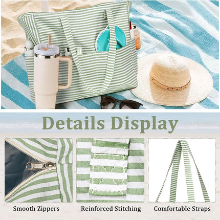 Large Tote Bag for Beach and Pool, Beach Tote with Waterproof Wet Pocket for Grocery – image 5