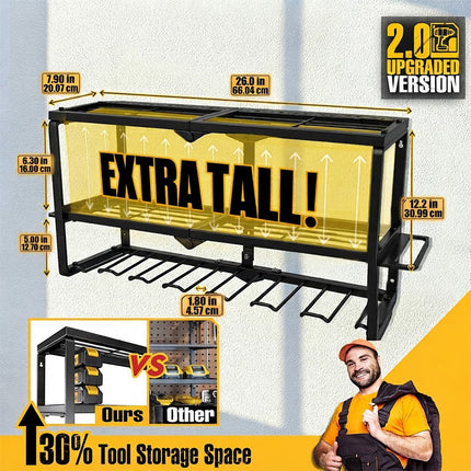 Power Tool Organizer Wall Mount, Garage Tool Organizer with 3 Shelves