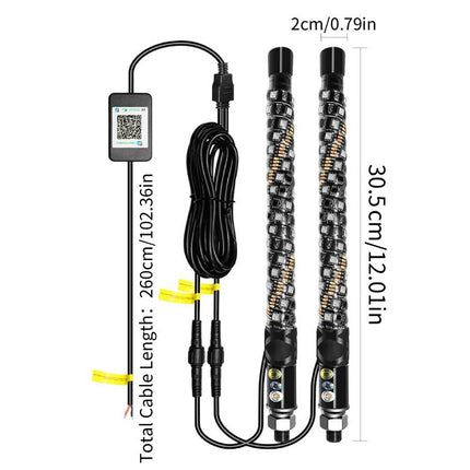 Spiral RGB LED Whip Lights 2 Pack, UTV Accessories and ATV Accessories for Off Road – image 9