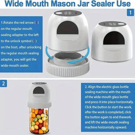 Vacuum Sealer for Mason Jars, Cordless Electric Mason Jar Sealer for Wide Mouth Jars and Vacuum Seal Bags – image 8