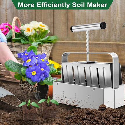 Soil Blocker 20 Cell and 8 Cell, Zinc Coated Steel Soil Block Maker with 3 Seed Pins
