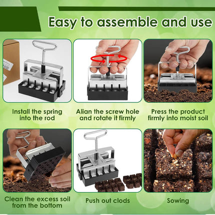Soil Blocker 20 Cell and 8 Cell, Zinc Coated Steel Soil Block Maker with 3 Seed Pins – image 5