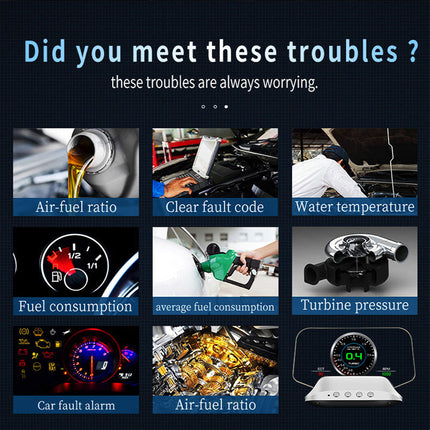 Car Heads Up Display with GPS and OBD2 Modes, GPS Speedometer with Water Temperature Gauge – image 9