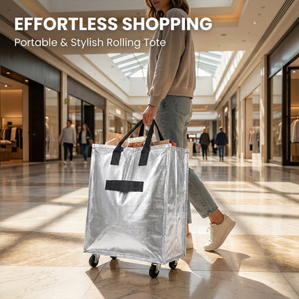 Foldable Rolling Tote Bag with Wheels, Large Tote Bag – image 14