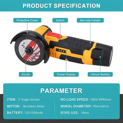 Cordless Angle Grinder, Brushless Cut Off Tool – image 9