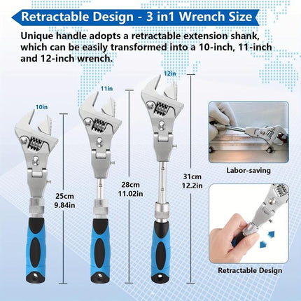 Adjustable Ratchet Wrench 10 Inch, 5 in 1 Adjustable Wrench with 180 Degree Ratchet Head, Adjustable Spanner, Hand – image 8