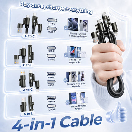 USB C Cable, USB C to Lightning Cable with USB A