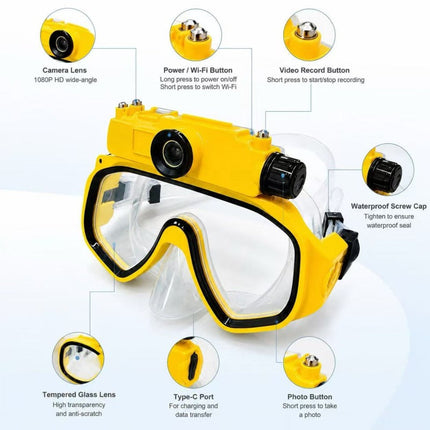 Snorkel Mask with Camera, Diving Mask with 2K 1080P Underwater Camera and Wide Angle Lens, Snorkeling Gear for – image 7