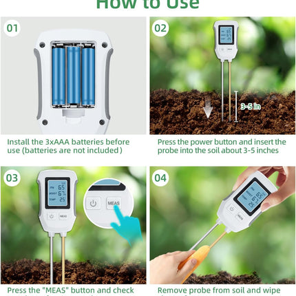 Soil Moisture Meter 3 in 1, Soil pH Meter – image 8