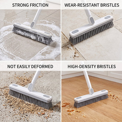 Long Handle Scrub Brush with Squeegee, Rotating Bathroom Cleaning Brush for Tile and Gaps