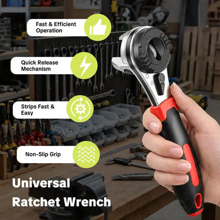 Adjustable Wrench, Self Adjusting Ratchet Wrench with Reversible Selector