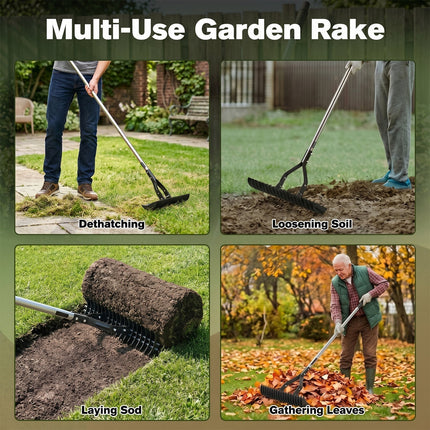 Lawn Dethatcher Rake, Heavy Duty Thatch Rakes with 15 Inch Dual Sided Head – image 8