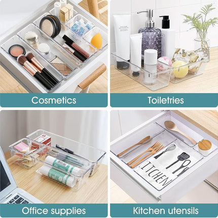 Clear Drawer Organizers, Stackable Organizer Bins for Home Organization