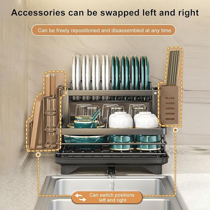 Dish Drying Rack, 2 Tier Dish Rack with Drainboard and Cutting Board Holder – image 10