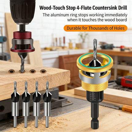 Countersink Drill Bit Set with Depth Stop, 4 Piece HSS Drill Bit for Wood and Drywall – image 10