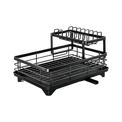 Dish Drying Rack, 2 Tier Dish Rack with Drainboard and Cutting Board Holder, Large Dish Drainer for Kitchen Counter