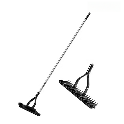 Lawn Dethatcher Rake, Heavy Duty Thatch Rakes with 15 Inch Dual Sided Head, Metal Garden Rake for Lawn Thatch and Leaves