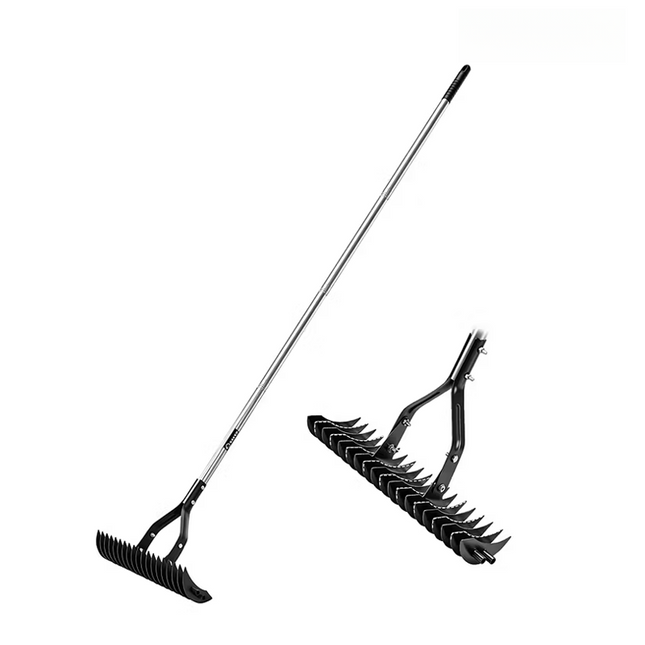 Lawn Dethatcher Rake, Heavy Duty Thatch Rakes with 15 Inch Dual Sided Head, Metal Garden Rake for Lawn Thatch and Leaves_00