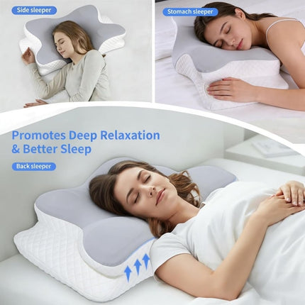 Side Sleeper Pillow for Neck Pain, Contoured Memory Foam Pillow for Back and Stomach Sleepers – image 7