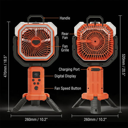Portable Fan with Stand, Oscillating Fan with Light and Remote for Camping and Outdoor – image 11