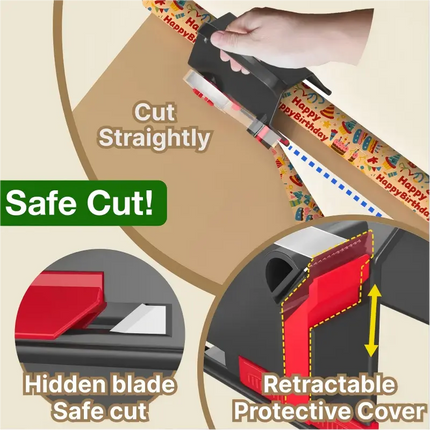 Wrapping Paper Cutter with Tape Dispenser, Gift Wrapping Tool for Holidays – image 7