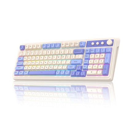 Wireless Gaming Keyboard, Bluetooth Computer Keyboard with Knob and Display