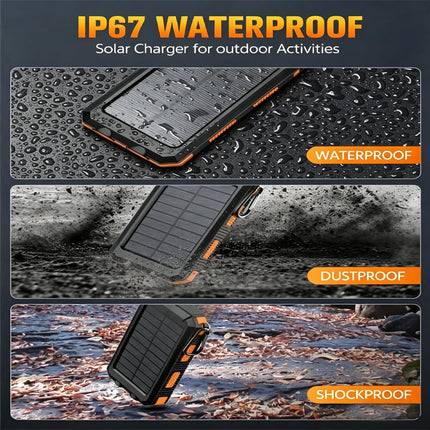 Portable Charger, Solar Power Bank with Dual LED Flashlight, Waterproof Camping Power Bank, Portable Phone Charger – image 10