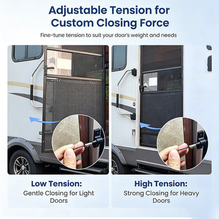 RV Screen Door Closer, Door Auto Closer with Adjustable Spring Tension