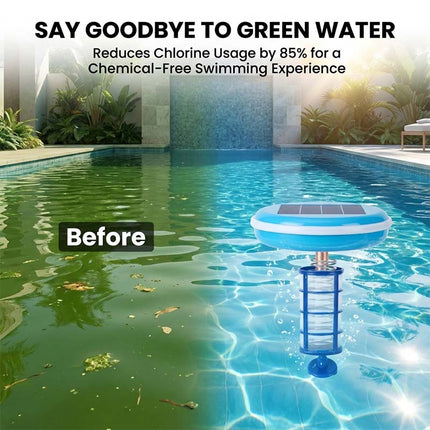 Solar Powered Pool Ionizer, Floating Pool Copper Ionizer for Algae Control