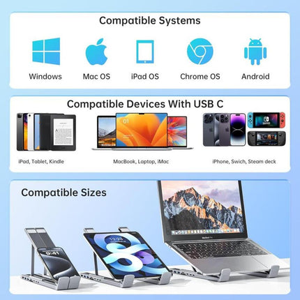 Laptop Docking Station, Foldable Adjustable Laptop Stand for Desk with Ports – image 9