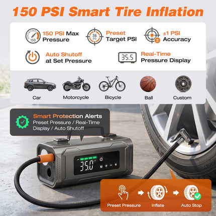 Portable Jump Starter with Tire Inflator and Air Blower, Jump Box – image 4
