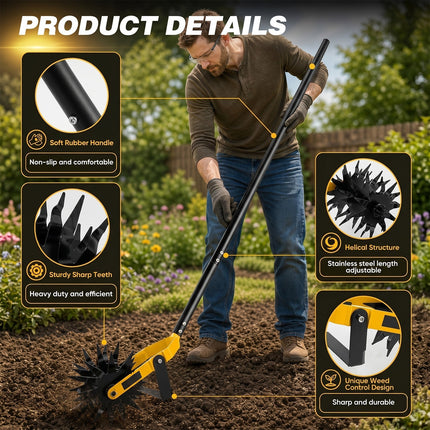 Rotary Garden Tiller, Hand Tiller Cultivator and Weeding Tool – image 4