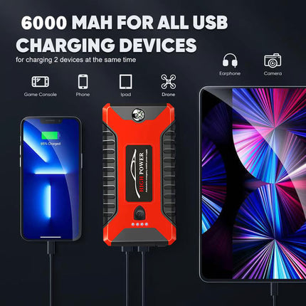 Portable Jump Starter 300A Peak, Car Battery Jump Starter with Power Bank and LED Flashlight – image 4