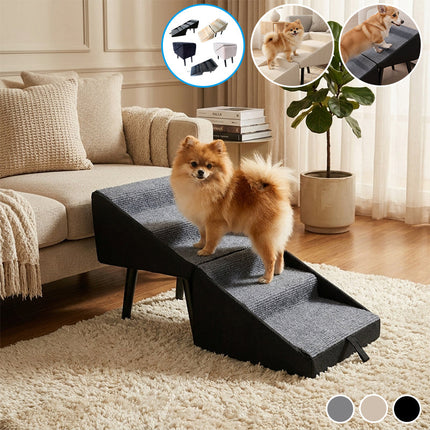 Dog Bed Stairs, Wooden Pet Stairs and Ramp with Ottoman Design – image 15