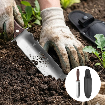 Hori Hori Knife with Leather Sheath, Garden Hand Tool for Planting – image 14