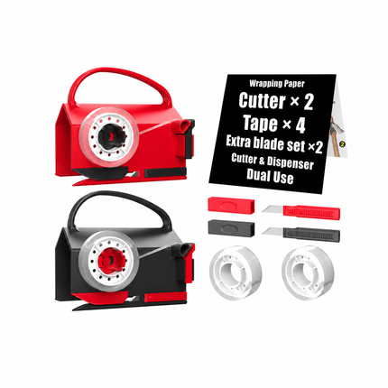 Wrapping Paper Cutter with Tape Dispenser, Gift Wrap Cutter Kit with Replacement Blades – image 14