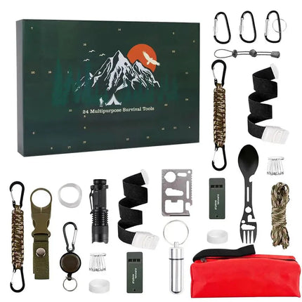 Survival Advent Calendar, Christmas Advent Calendar with 24 Tools, Survival Kit, Outdoor Gear and Camping Gear