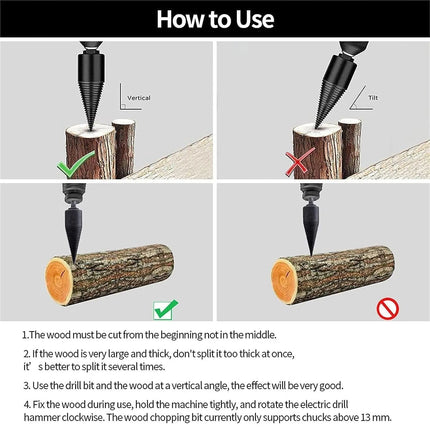 Log Splitter Drill Bit, Drill Bits for Wood Splitting with Hex Shank Adapter – image 6