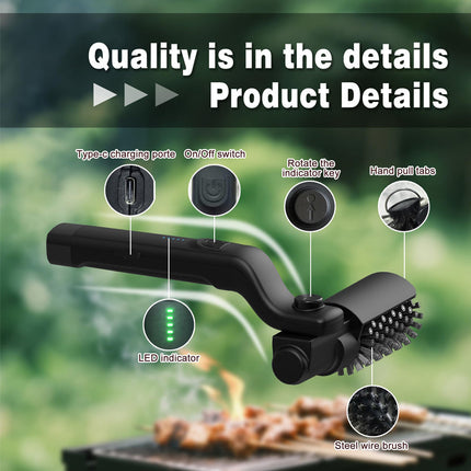 Electric Grill Brush with 3 Speeds, Grilling Accessories