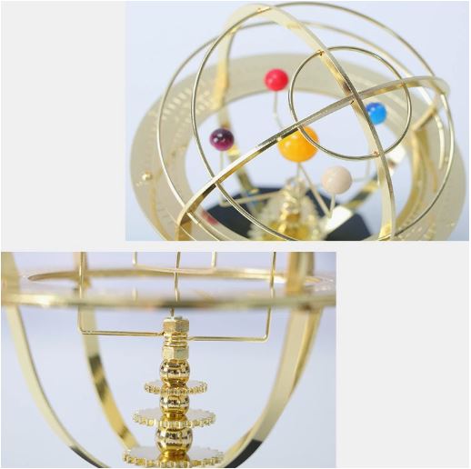 Celestial Craft | Orrery Model with 5 Revolving Planets | Elegant Brass Design for Cosmic Enthusiasts 2